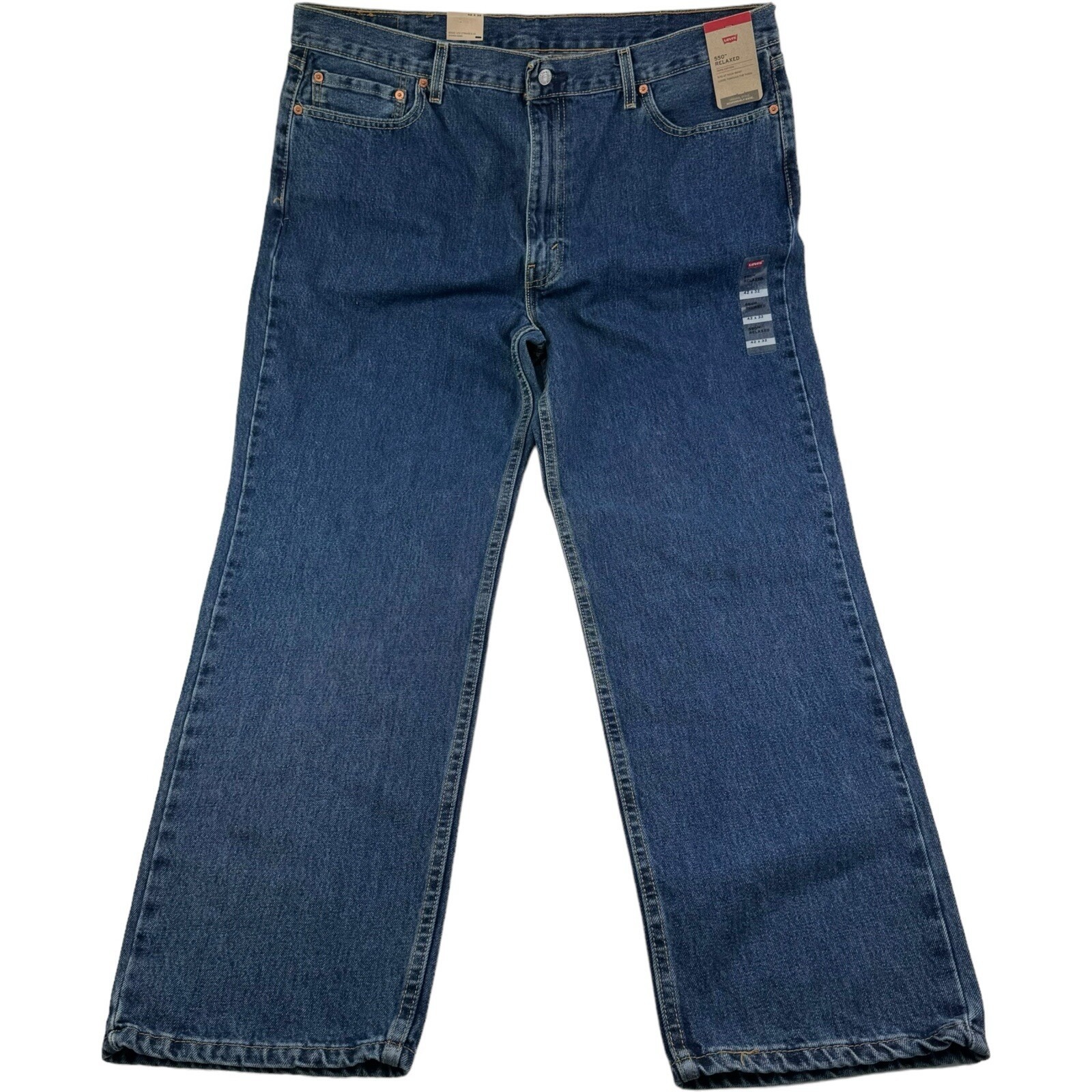 Nwt Levi's Medium Blue 550 Relaxed 5 Pocket Cotton Jeans Mens Size 42x32